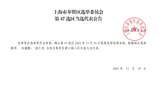 喜報|熱烈祝賀我司朱媛勤女士當選奉賢區(qū)第六屆人民代表大會代表