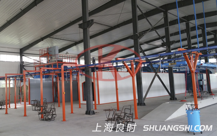 電動車車架自動噴拋丸噴涂烘干生產線
